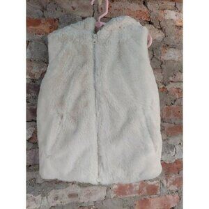 Primark Furry Jacket Girls Sz 4/5 Cream Hooded Vest Z